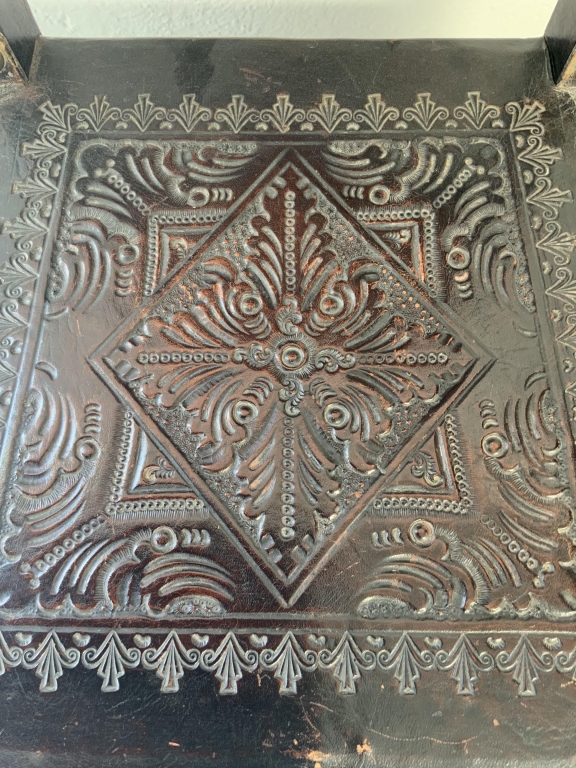 Grand Baroque Revival Walnut Desk with Leather Writing Surface and Four Chairs - Image 20