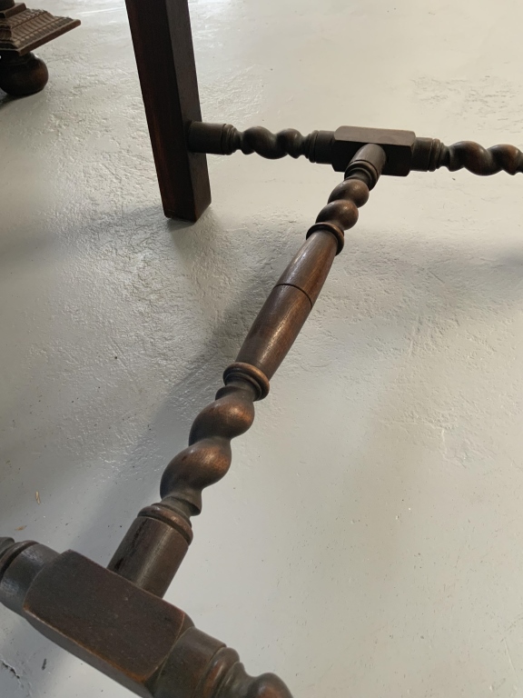 Grand Baroque Revival Writing Desk with Embossed Leather Armchair - Image 4