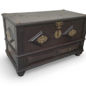 Baroque Revival Ebonised Storage Chest with Brass Mounts