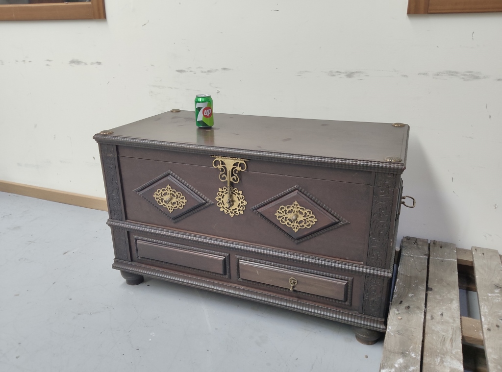 Baroque Revival Ebonised Storage Chest with Brass Mounts - Image 8