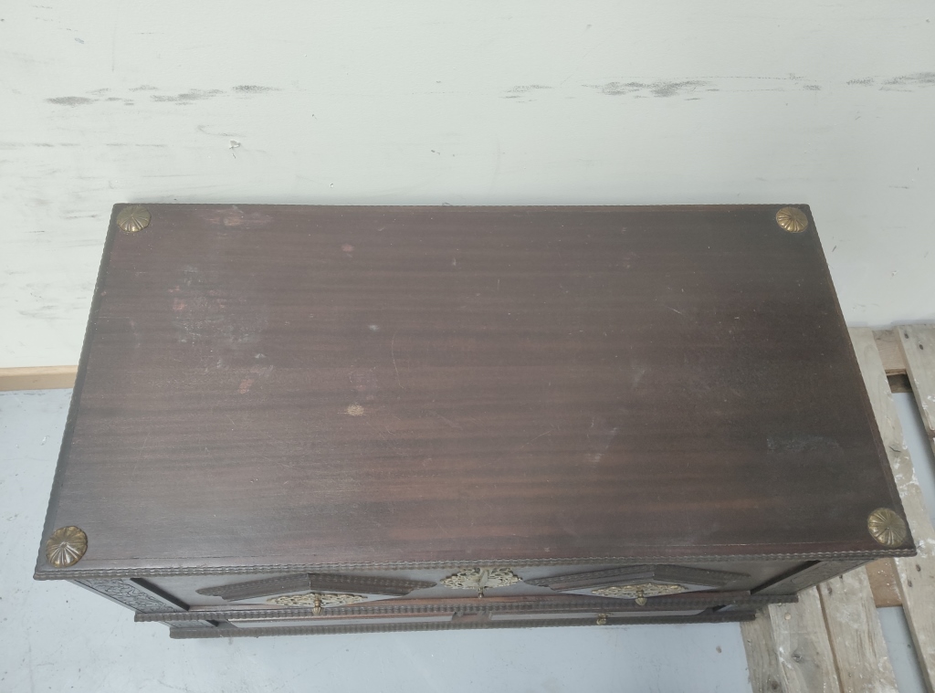 Baroque Revival Ebonised Storage Chest with Brass Mounts - Image 6