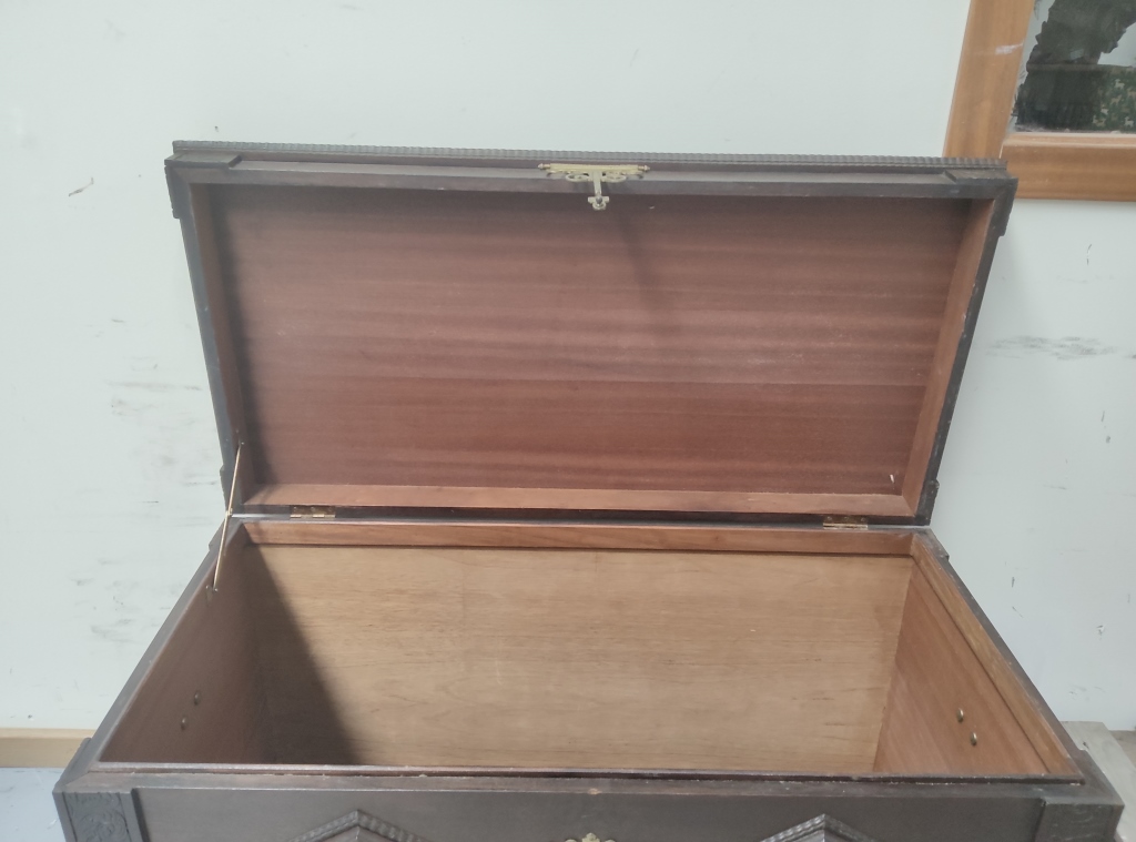 Baroque Revival Ebonised Storage Chest with Brass Mounts - Image 4