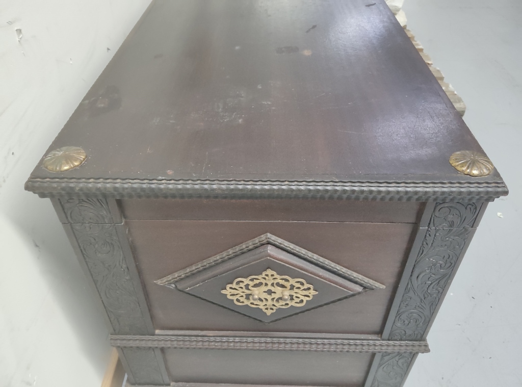 Baroque Revival Ebonised Storage Chest with Brass Mounts - Image 3