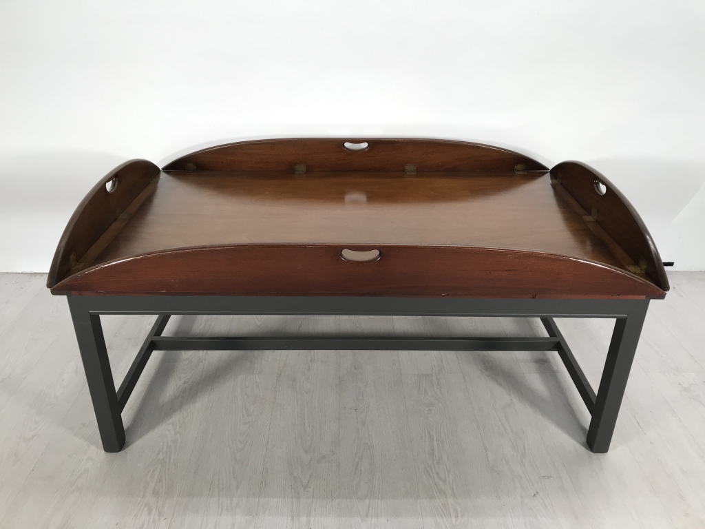 Vintage Mahogany Butler’s Tray Table with Folding Sides and Brass Hinges and Folding Sides - Image 12