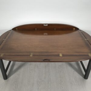 Vintage Mahogany Butler’s Tray Table with Folding Sides and Brass Hinges and Folding Sides