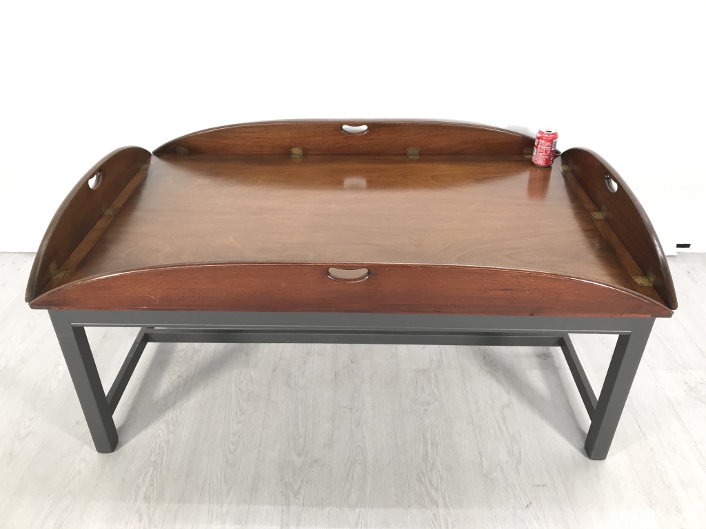 Vintage Mahogany Butler’s Tray Table with Folding Sides and Brass Hinges and Folding Sides - Image 10