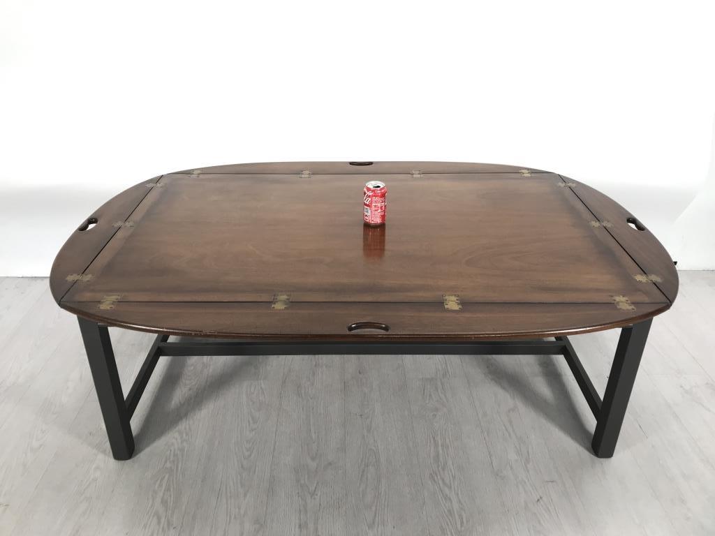 Vintage Mahogany Butler’s Tray Table with Folding Sides and Brass Hinges and Folding Sides - Image 9