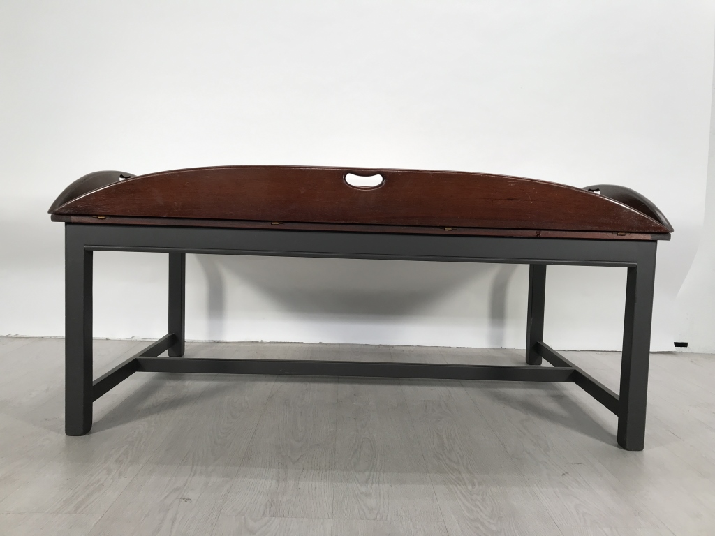 Vintage Mahogany Butler’s Tray Table with Folding Sides and Brass Hinges and Folding Sides - Image 8