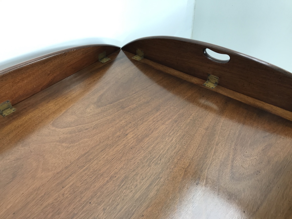 Vintage Mahogany Butler’s Tray Table with Folding Sides and Brass Hinges and Folding Sides - Image 7