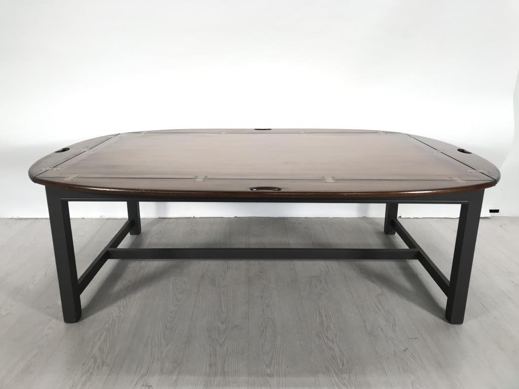 Vintage Mahogany Butler’s Tray Table with Folding Sides and Brass Hinges and Folding Sides - Image 6