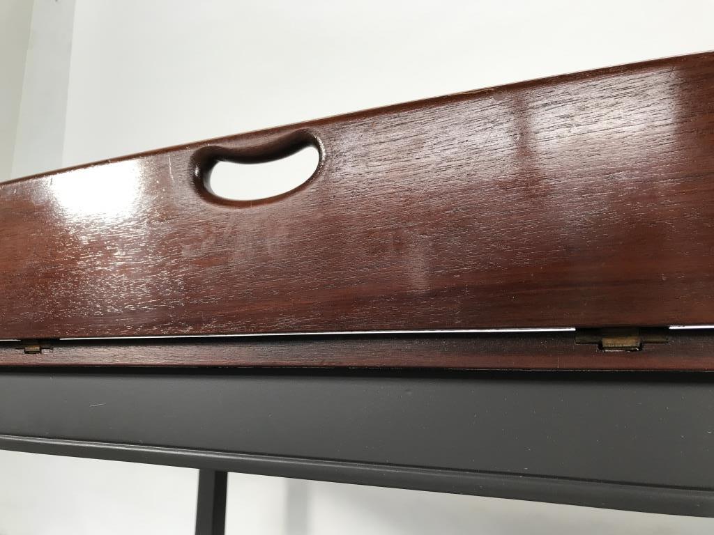 Vintage Mahogany Butler’s Tray Table with Folding Sides and Brass Hinges and Folding Sides - Image 5